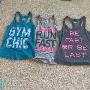 Graphic gym running tank top shirts racer back chin up
